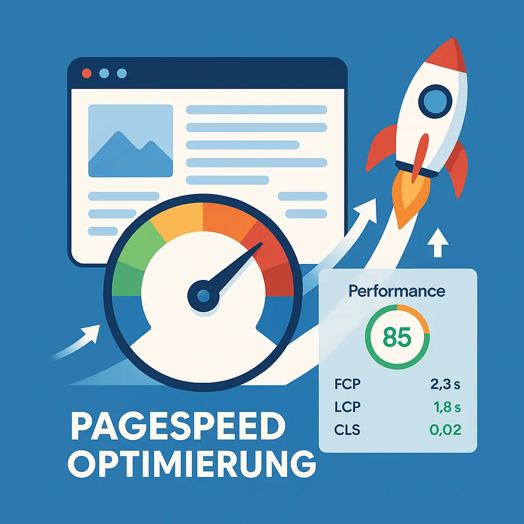 Illustration zum Thema PageSpeed Optimieren - Info Grafik mit wichtigen Werten aus den Pagespeed Insights von Google